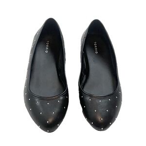 Torrid Studded Black Silver Ballet Flats Almond Toe Slip On Extra Wide Size 10